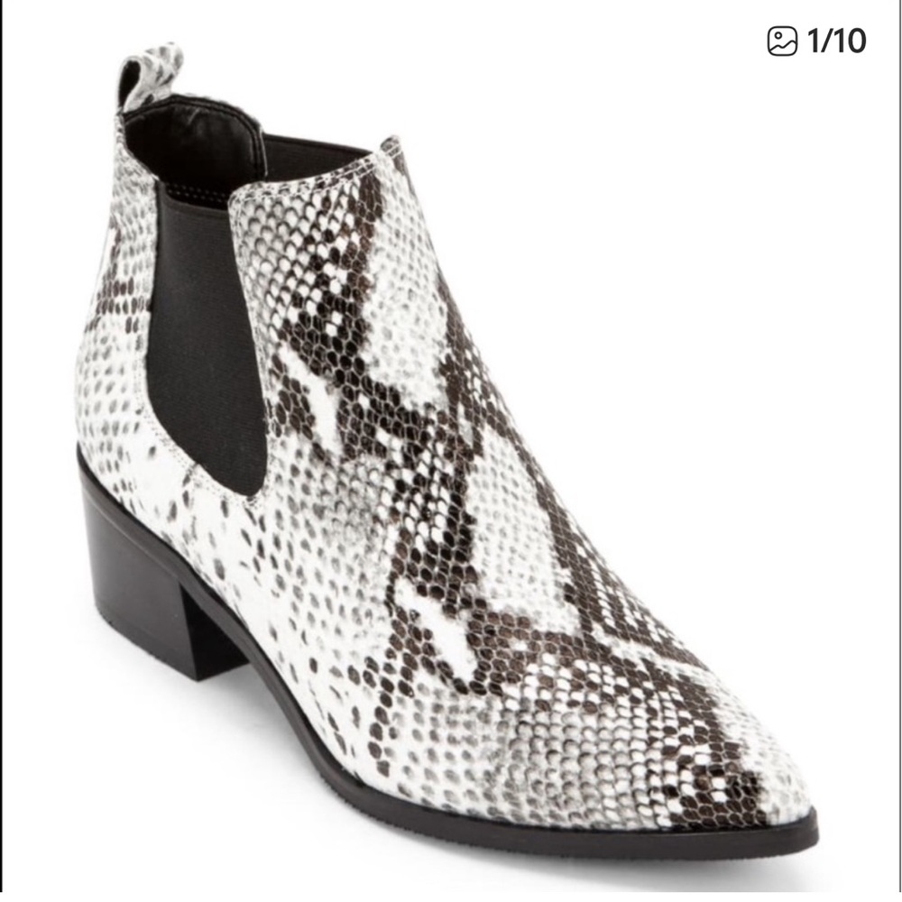 Blondo EMELIA Waterproof Leather Snake Print Booties Size 7.5 New